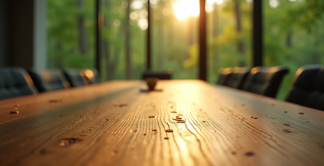 Salle de séminaire avec vue sur la nature et lumière naturelle